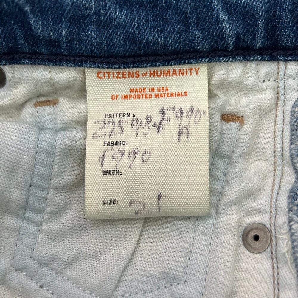 Citizens of Humanity Straight Jeans Women 25 Medium Wash Raw Hem Ankle Slit - Picture 7 of 10